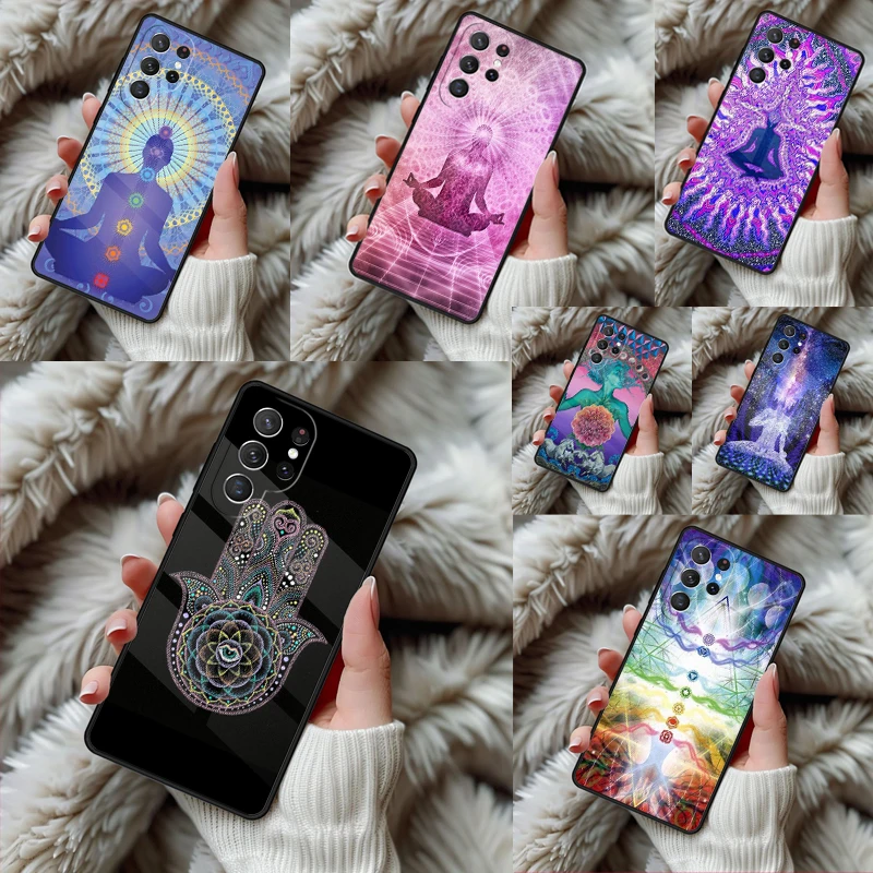 Mandala Chakra Insist Yoga Phone Case For Samsung Galaxy S24 S25 S26 Ultra S22 S23 Plus S21 S20 FE Note10 TPU Cover