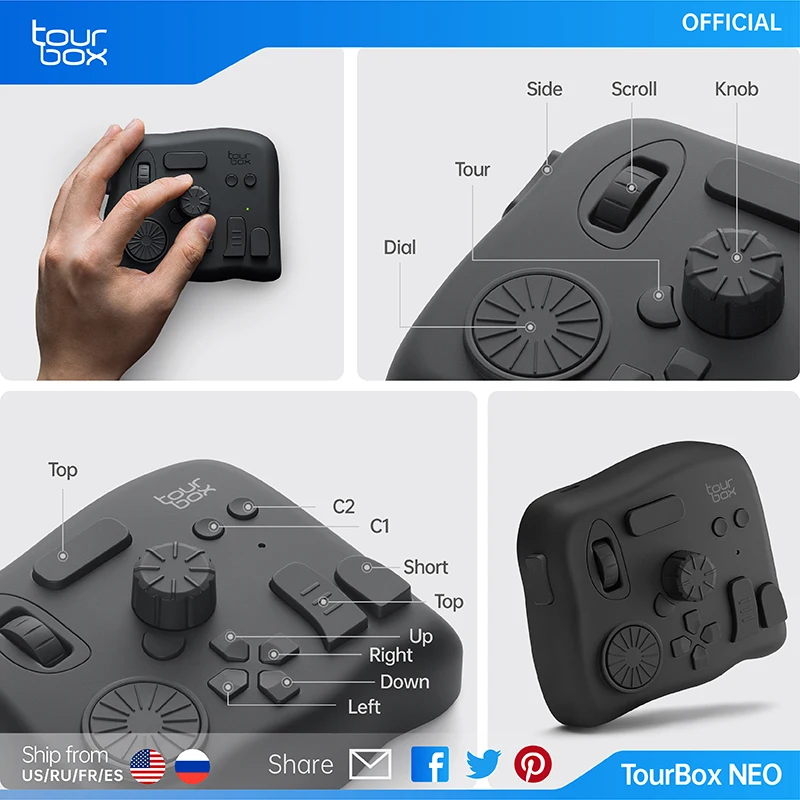 TourBox NEO-controlador de edición avanzado para dibujo Digital, edición de fotos y vídeo, oficial