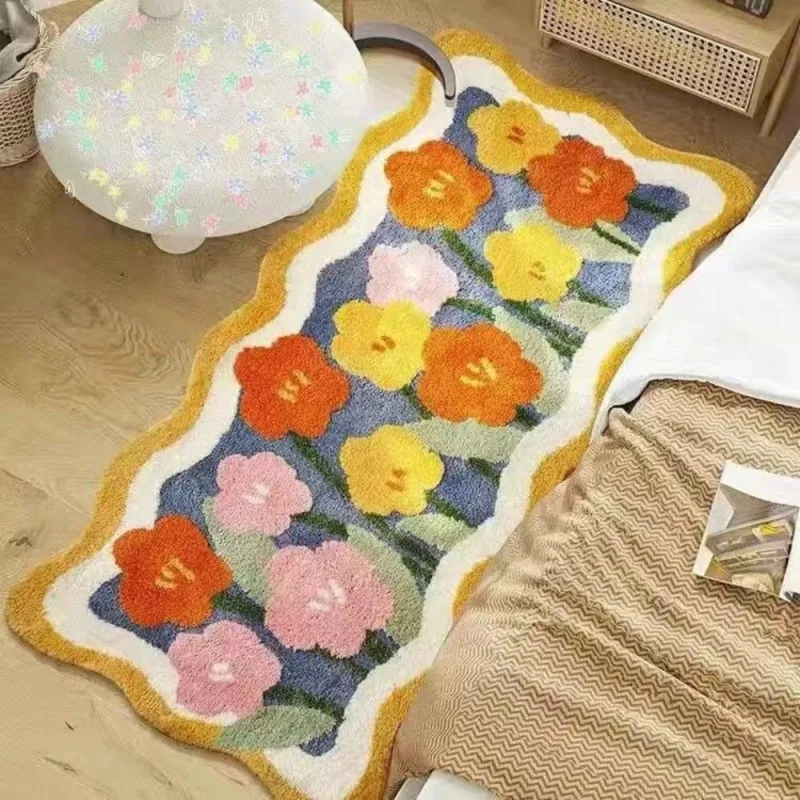 VIKAMA Rustic Floral Rug—Comfortable, Soft, and Warm; Machine-Washable Bathroom, Toilet, and Bedroom Rug; Home and Decor