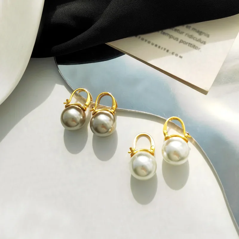 Chic Copper-plated Vintage Pearl Drop Earrings Ins Style Simple Fashion  Dangle Accessorries