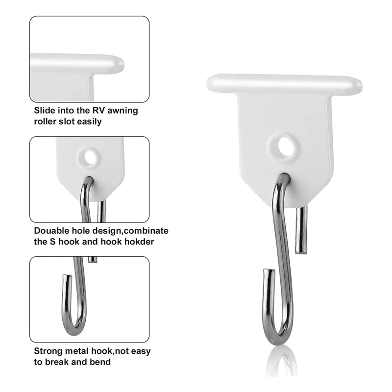 24 PCS RV Awning Hook Rv Party Light Hangers S-Shaped Awning Hooks Plastic And Metal RV Party Light Hangers Canopy Light Hooks