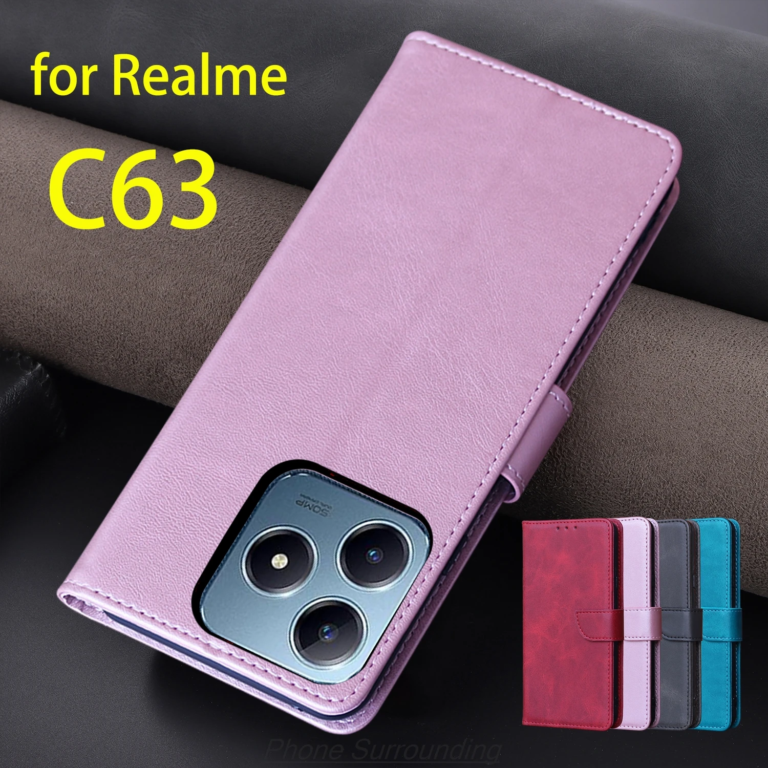 

Чехол Realme C63, откидная крышка, кожаный чехол для OPPO Realme C63, сумки для телефона из искусственной кожи, защитная кобура Fundas Coque