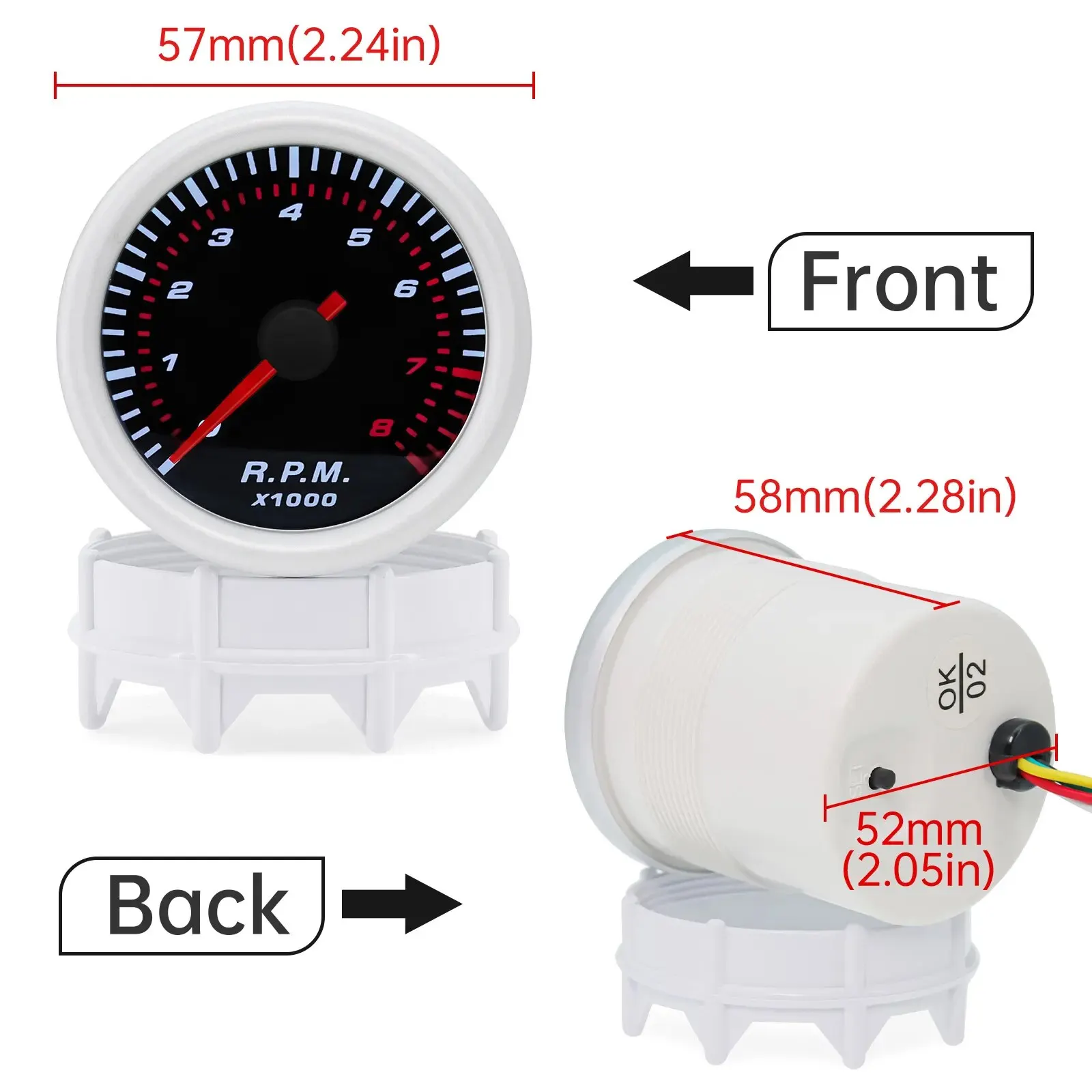 AD For 12V Gasoline Car 52mm Universal Smoke Len Tachometer RPM Turbo Boost Gauge 2 Bar PSI Water Temp Meter Oil Pressure Gauge