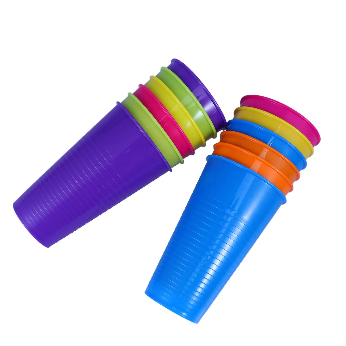 12Pcs Plastic Drinking Cups Anti-Slip Juice Cups Colorful Reusable for Holiday Party Picnic Patio Outdoor Restaurant Beverage