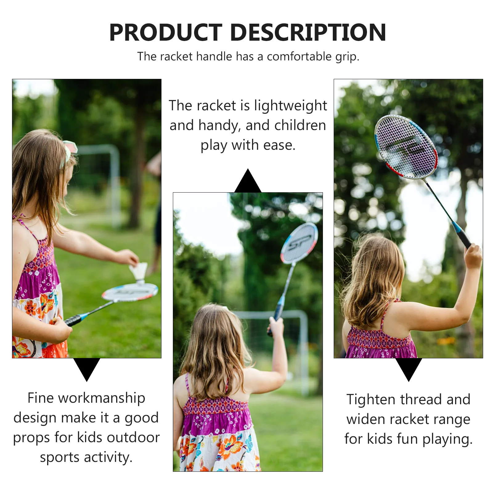

1Set Badminton Racket Kit for Kids Aged 3-12 Comfortable Handle Lightweight Design Easy to Use Starter Racket Set for Children