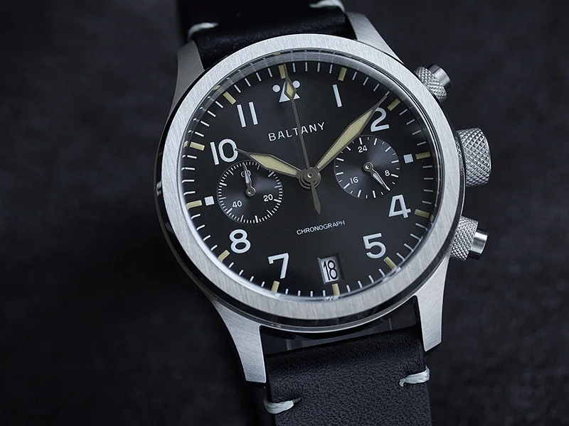 Baltany Men Chronograph Watch 39mm Panda Pilot Military Quartz
