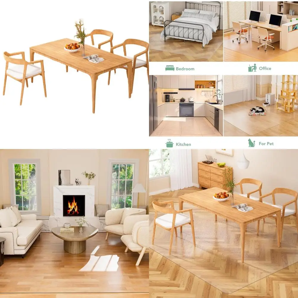 

Non-Slip Vinyl Rug for 5x8 Dining Table - Waterproof, Protects Floors from Spills and Scratches, Easy to Clean for Kitchen and L