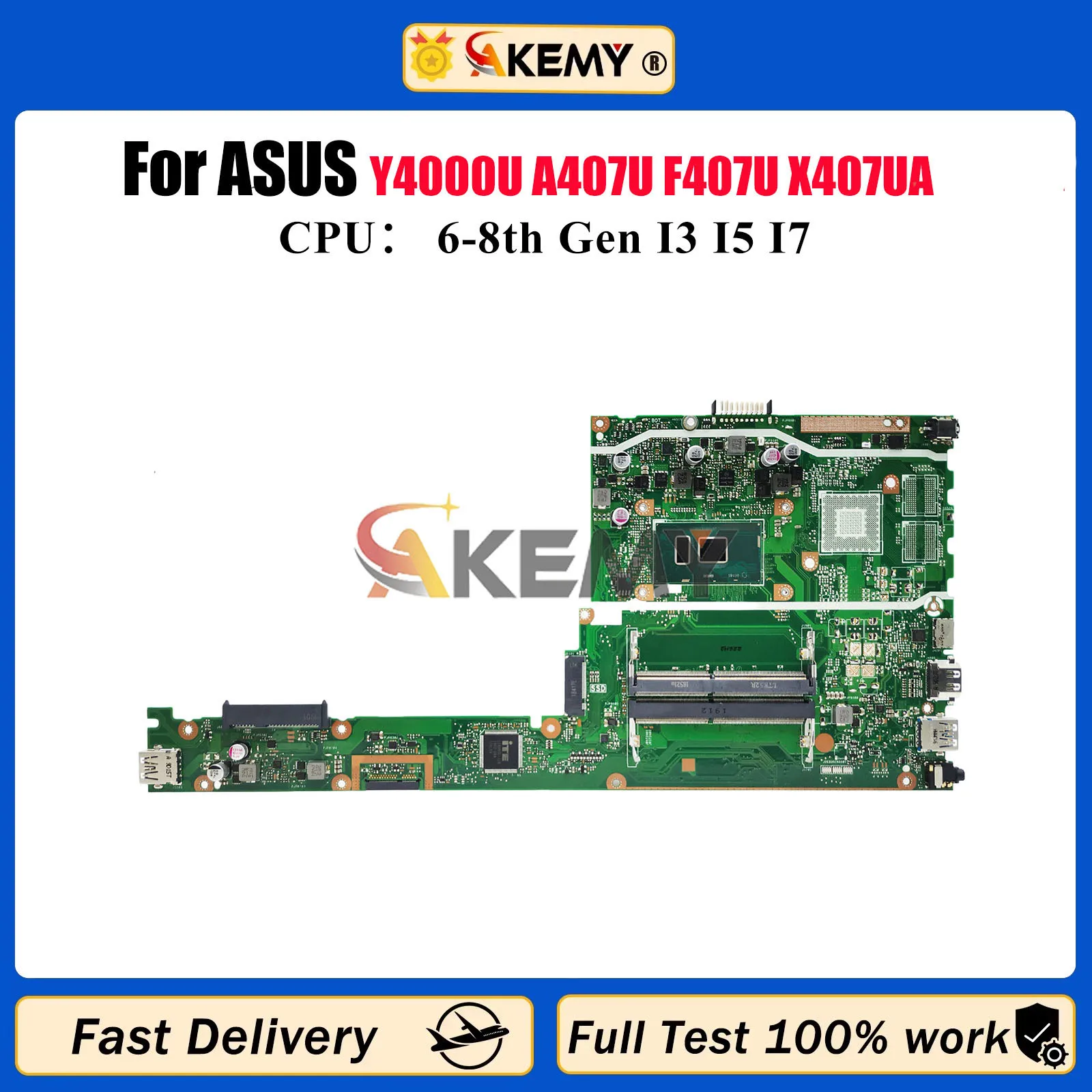 

X407UA Laptop Motherboard For ASUS X407U Y4000U A407U F407U X407UA X407UB X407UAR X407UBR X407UF X407UV Mainboard I3 I5 I7 CPU