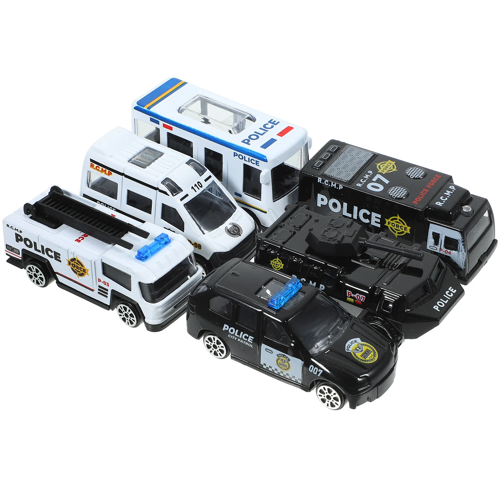 6 stks politieauto gegoten legering trek terug voor kinderen simulatie voertuig collectie decoratie cadeau kinderen niet-afstandsbediening