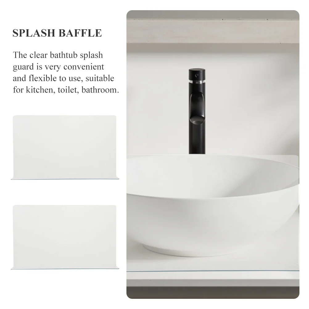 2 قطعة حوض الاستحمام الشفاف سبلاش الحرس شفافة مقاوم للماء بالوعة الحمام حاجز المياه للمطبخ المرحاض دش حوض الزاوية #2