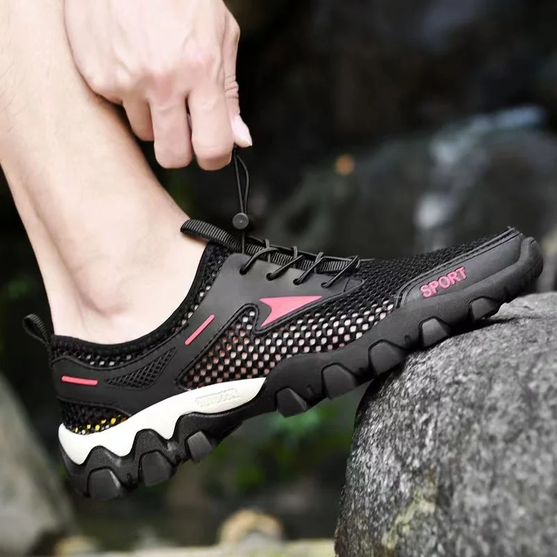 Men's Shoes New Fashion Breathable Casual Comfortable Sports Outdoor Mesh Sneakers Lace-Up Casual Walking Shoes