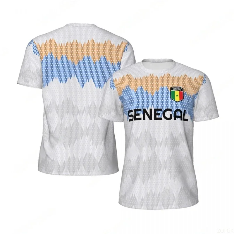เสื้อยืดฟุตบอลลายธงชาติเซเนกัลแฟชั่นสำหรับผู้ชาย เทรนด์ 3 มิติ ลายสัญลักษณ์แห่งชาติ เสื้อยืดกีฬา พิมพ์ลาย หลวม ระบายอากาศได้ดี