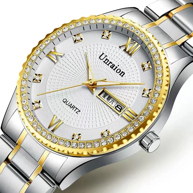 Relógio masculino luz noturna à prova dwaterproof água calendário semana novo estilo homem relógios de luxo relógio masculino numeral romano