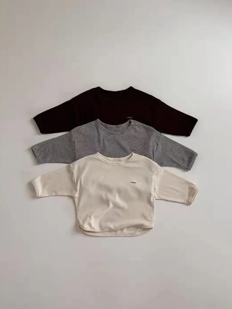 

2024 Autumn New Baby Long Sleeve T Shirts Fashion Infant Boy Letter Tee Toddler Cotton Tops Kids Girls Solid T Shirts