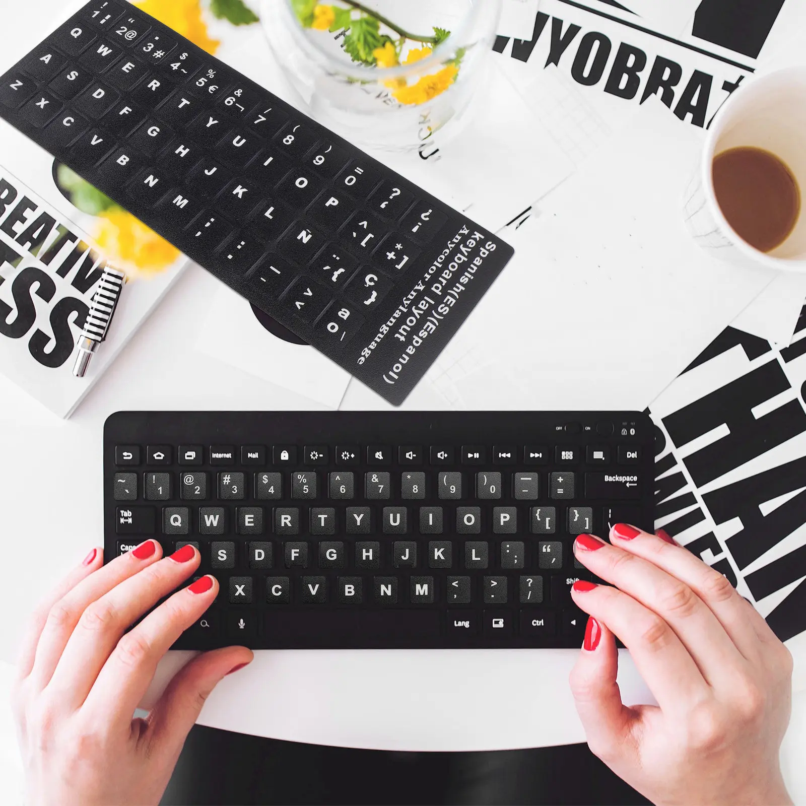 

10 Sheets Keyboard Letter Decals Spanish Language Labels for Computer Laptop Replace Faded Keys Tool Fine Craftsmanship