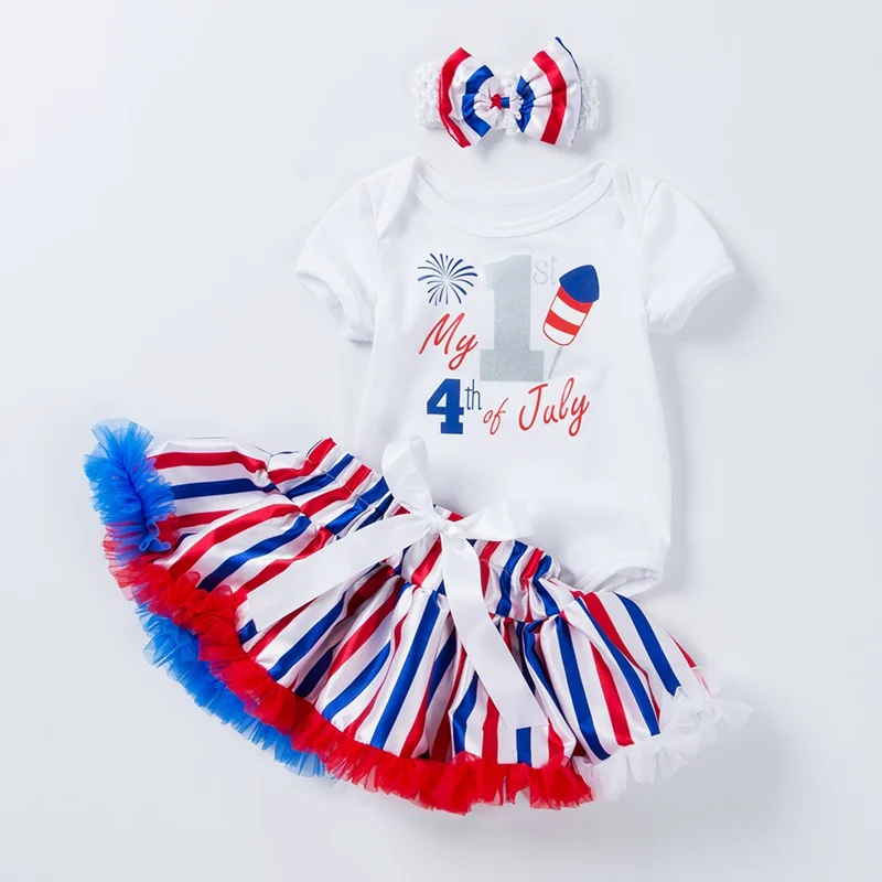 Baby Girl Clothes 0 to 24 Months Newborn Festival Clothing Toddler Infant Independence Day Outfits 3pcs Summer Girl Bodysuit