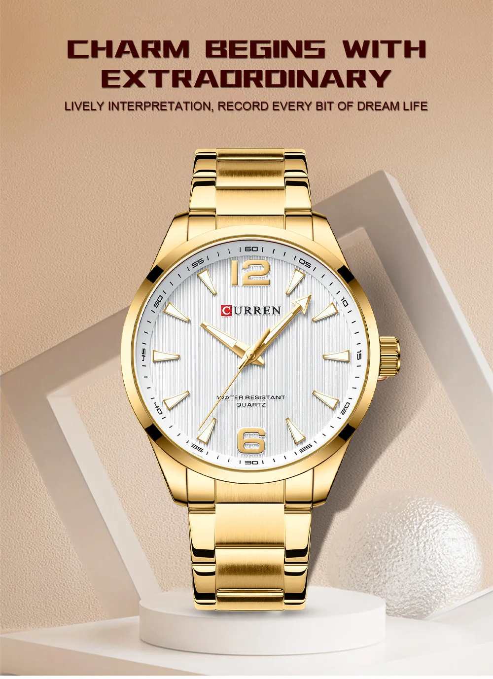 CURREN 8434 Modemarke Herrenuhr Wasserdicht Nachtlicht Elegante Business-Uhr mit Edelstahlarmband Geschenk für Männer Reloj Hombre – Detail 2