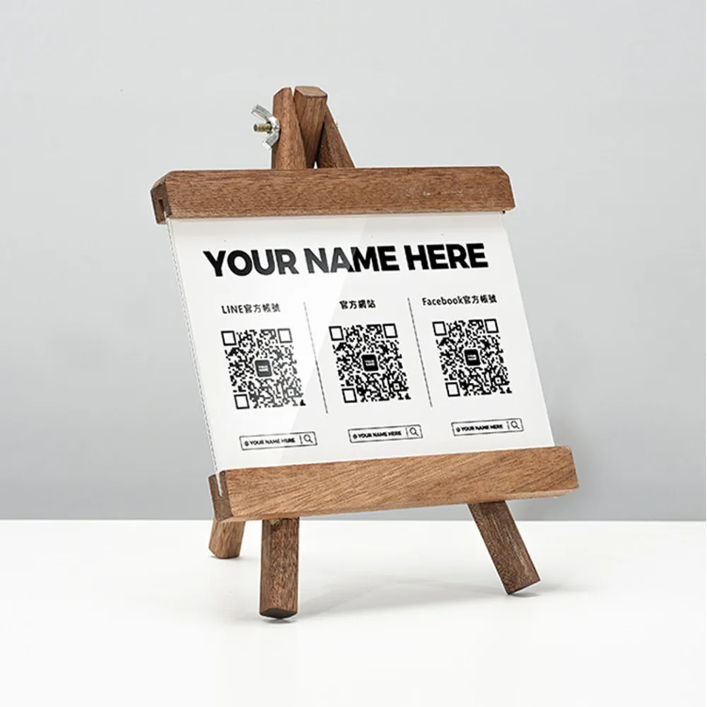 Suporte de código QR inclinado de madeira maciça Alipay WeChat sinal de pagamento para loja bar supermercado café