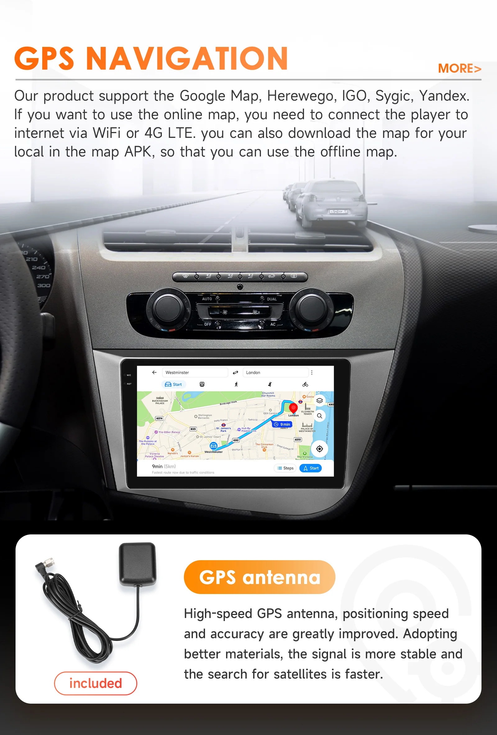 Hizpo 6115 AI Stimme Auto Radio Für Seat Leon 2 MK2 2005-2012 4G Multimedia GPS 2din Stereo drahtlose CarPlay Android Auto Navi – Detail 29