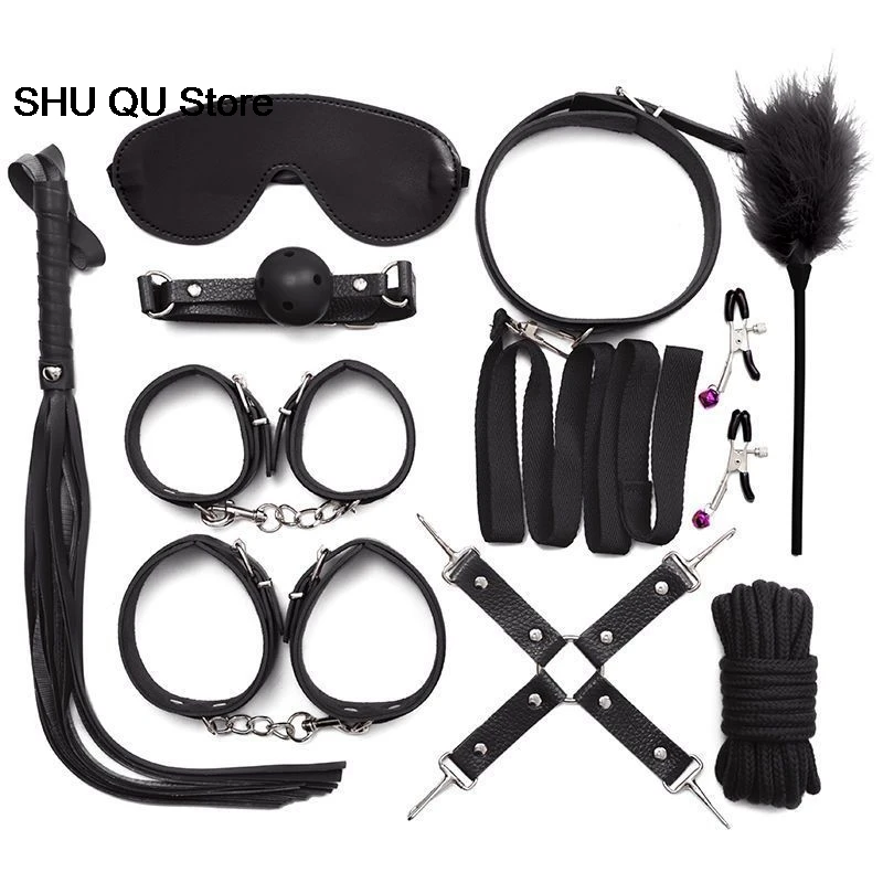 11Pcs BDSM Sex Bondage Restraints Kit Wrist to Ankle Handcuff Set Adult Sex Toys for Couples, Adjustable Bondage Tools SM Games