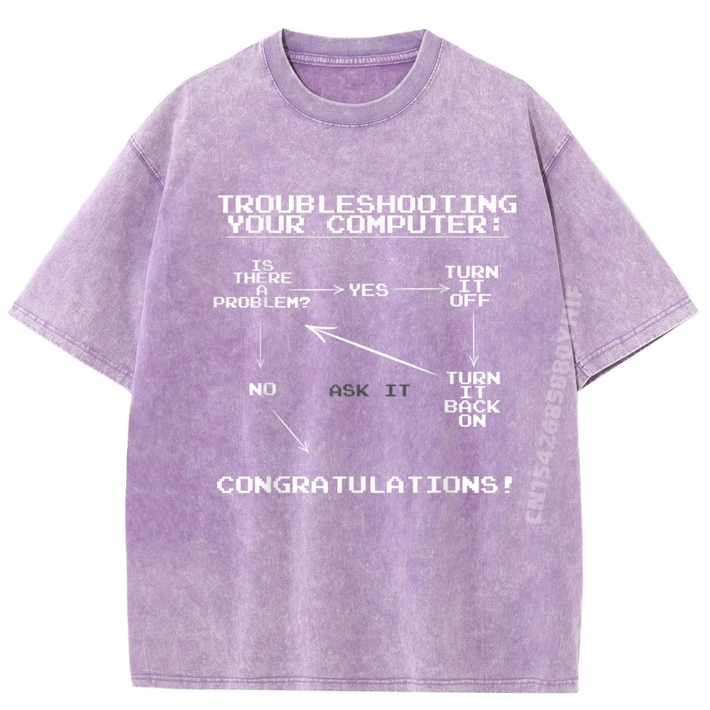 أخطاء مشاكل مخطط تدفق الكمبيوتر It أحدث تي شيرتات جرافيك للرجال ملابس علوية مطبوعة بسيطة وتي شيرتات ملابس علوية مغسولة في الشارع