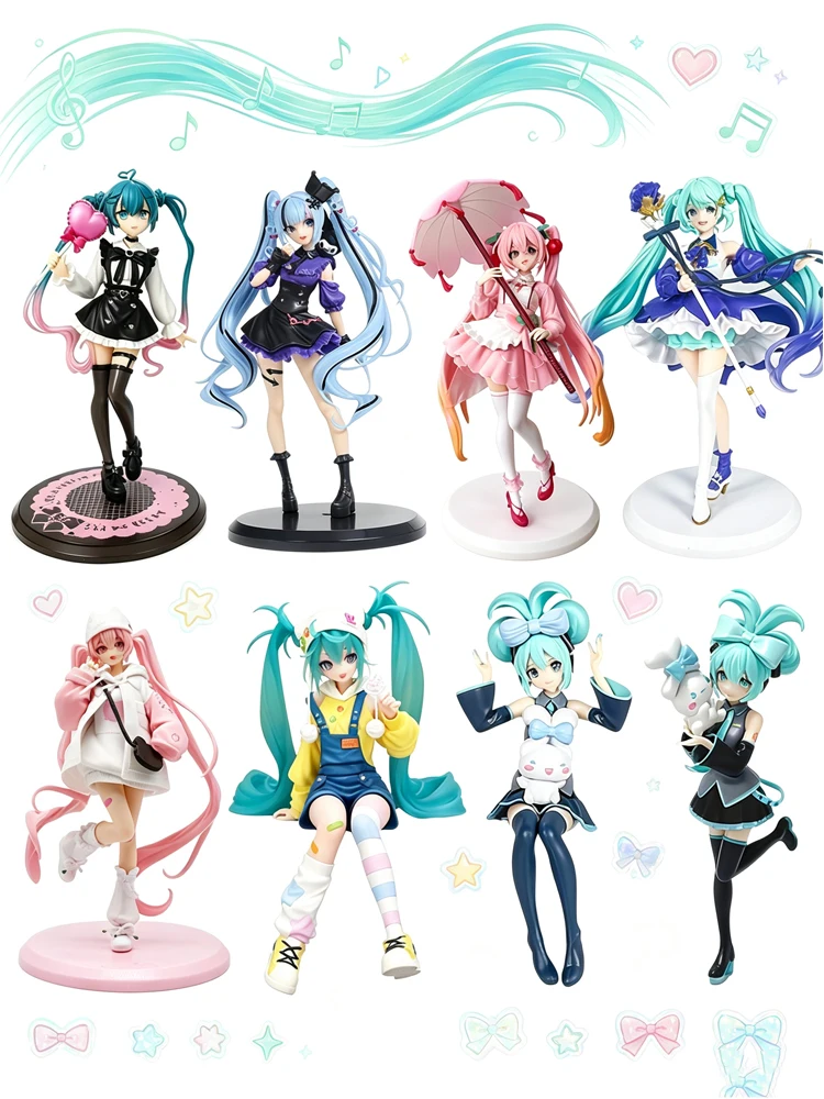 Heiße Anime-Figur Hatsune Miku in Steh- und Sitzposition, Niedliche Actionfigur aus PVC, Sammlerstücke für den Schreibtisch, Geschenke