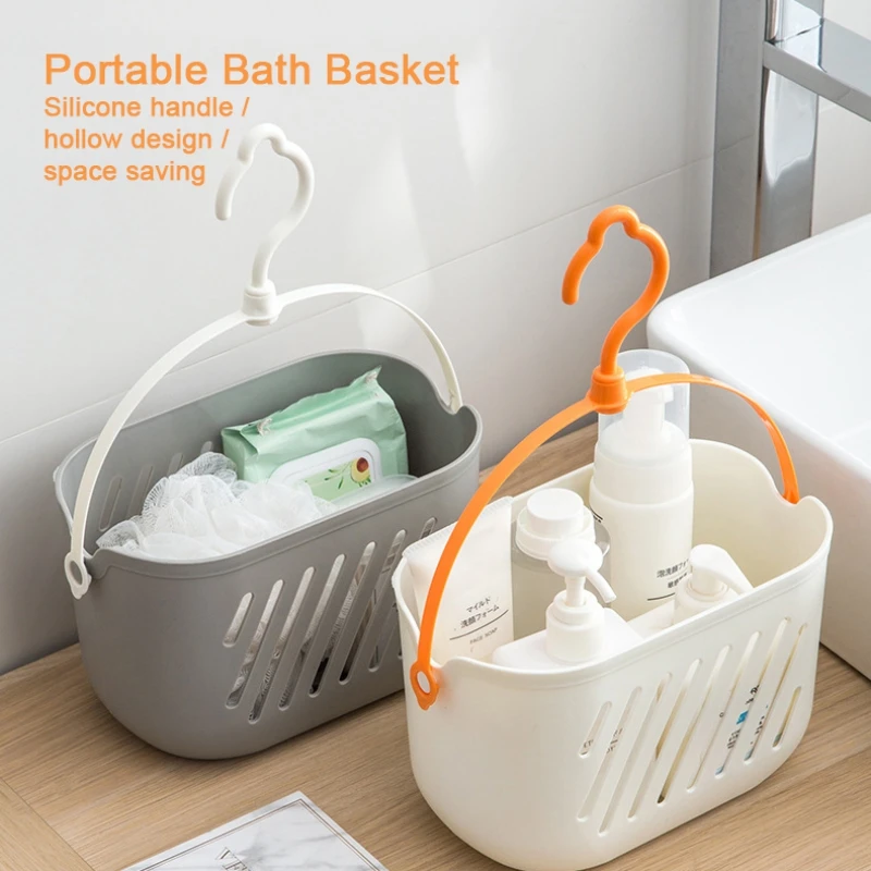 Portable Kitchen Organizer Storage Basket with Hook Plastic Baskets Hanging Shower Basket Laundry Basket  for Bathroom Kitchen