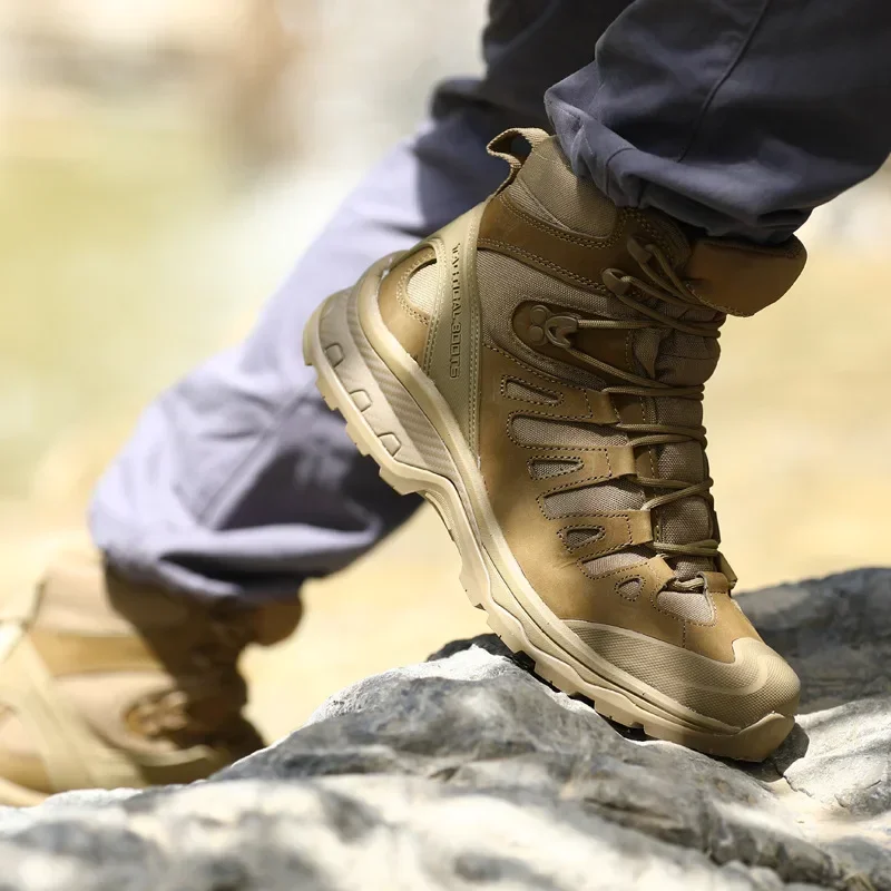 Wodoodporne buty turystyczne Outdoor Desert High-top taktyczne nowe buty antypoślizgowe męskie trampki buty trekkingowe dla mężczyzn żołnierz