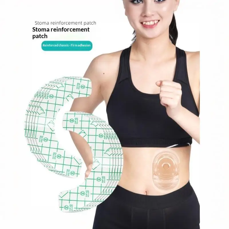 【B】10Pcs Hydrocolloid Adhesive Seal Extender Strip Ostomy Barrier Strip Colostomy Bags Curved Ileostomy Tape Stoma Urostomy Bag