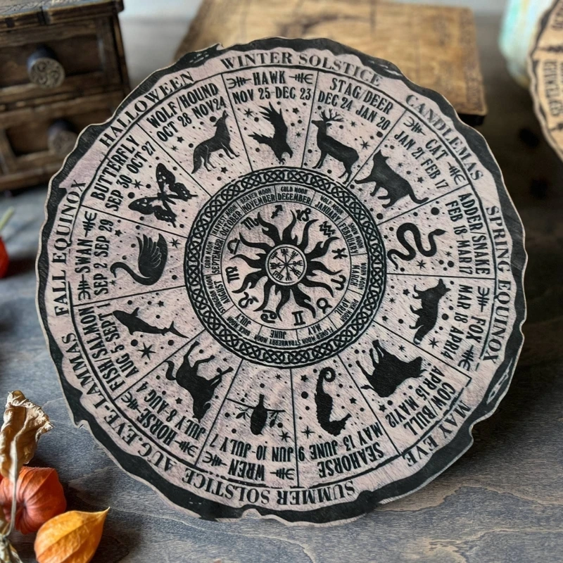 Práctico calendario madera con árbol para organizar tu agenda Brujería