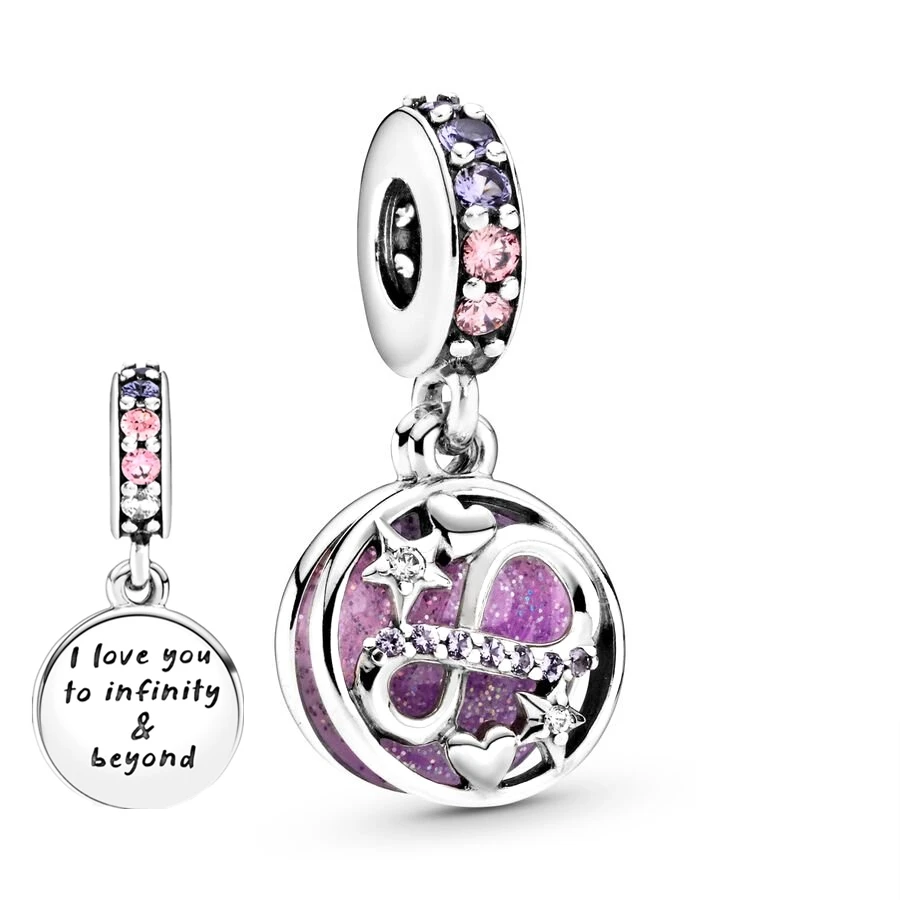 Purple Series 925 Sterling Silver Owl,Unicorn,Cat, ciondola la vendita calda Charm Bead Fit braccialetto Pandora originale regalo di gioielleria raffinata fai da te