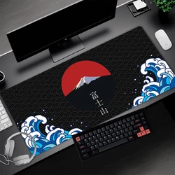 PC Gamer Mousepad Mount Fuji Black Mouse Pad Great Wave Japanese Style Extra Large Desk Mat 1200*600 900*400 Table Rug Speed