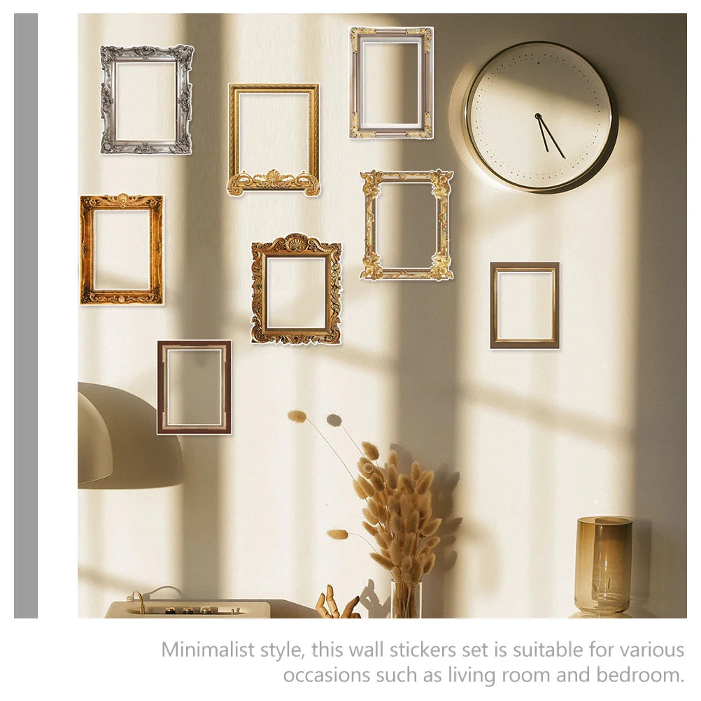8 Pcs Vintage Photo Frame Wall Stickers Decor Border Pvc Picture Frames Collage
