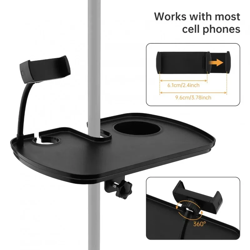 

Functional Universal Large Mic Stand Tray Microphone Stand Tray for Studio Concert Karaoke Stands with Phone Holder
