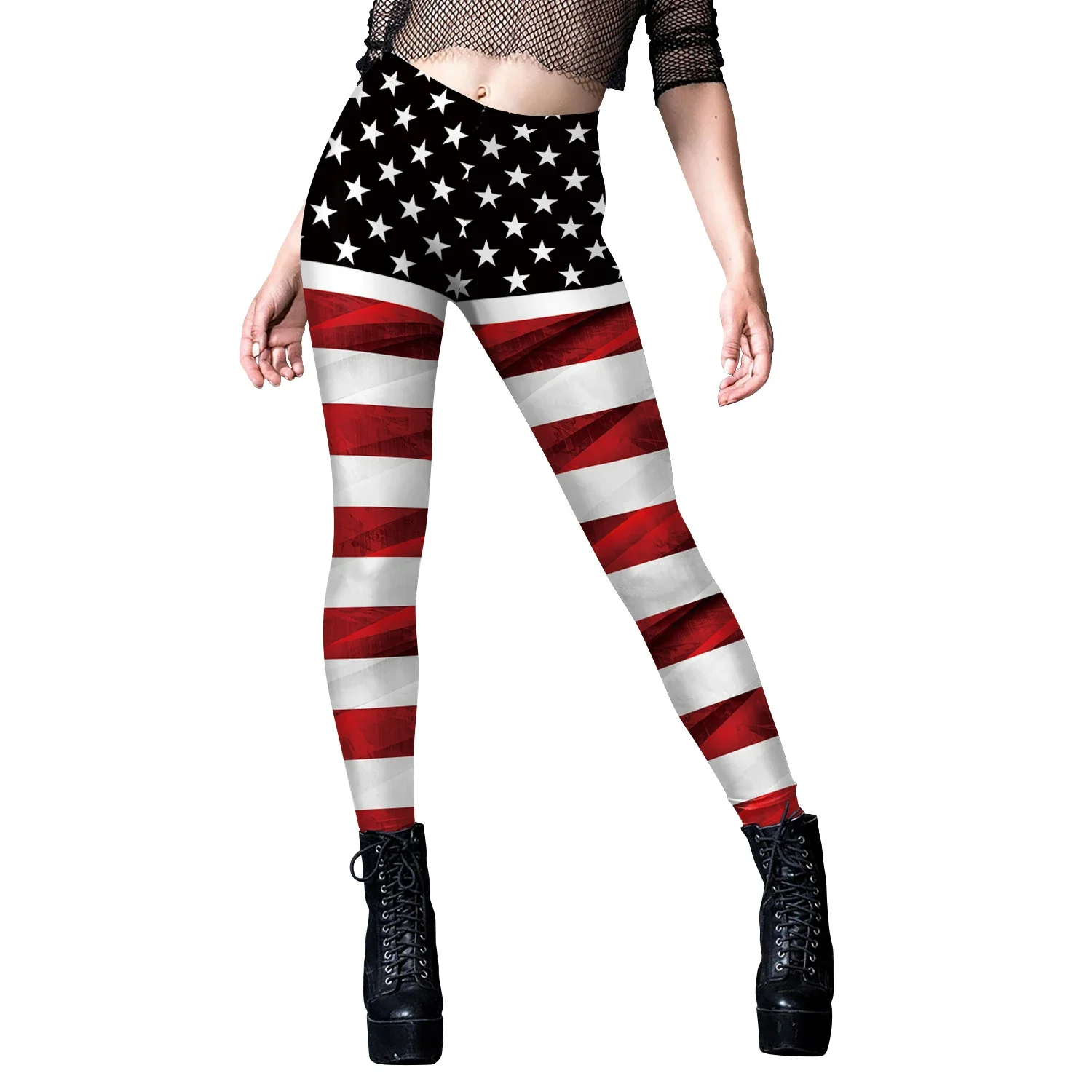 Eagle Flag Leggings for Women 4th of July Cosplay Pants Holiday Party Gifts Mid Waist Elastic Trousers Print Bottom