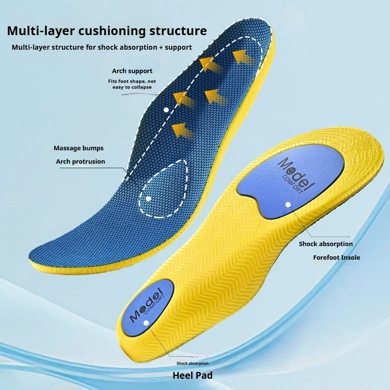 Athletic Arch Support Insoles, Bouncy Shock-Absorbing Shoe Pads, Sweat-Wicking Non-Slip Odor-Free for Running 1Pair/2Pair