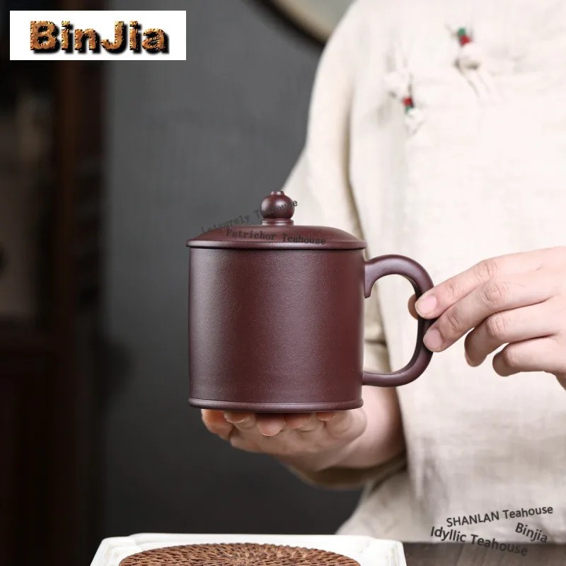 

420ml Yixing Purple Clay Coffee Mug Oatmeal Breakfast Mug Afternoon Tea Mug Household Office Water Cup Tea Services Decoration