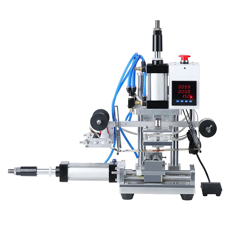 Pneumatic Cylinder Hot Stamping Machine LOGO Hot Foil Stamping Wooden Round Rod Pencil Holder Stationery Spherical Curved Surfac