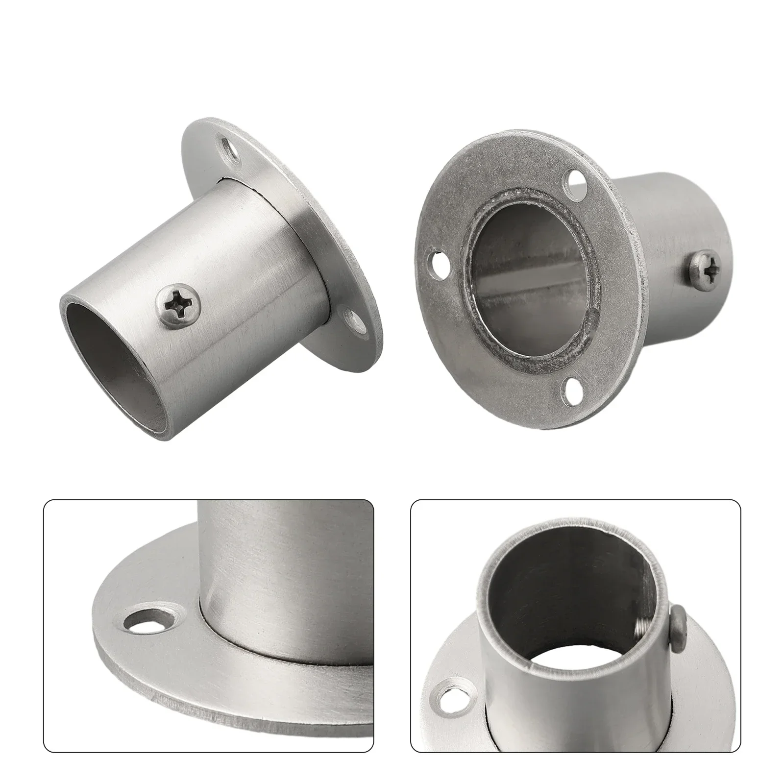 Soportes de barra de armario de 19,5mm, brida de armario de 22,5mm y 26mm, varilla de acero inoxidable de alta calidad, accesorios de soporte de 2 piezas