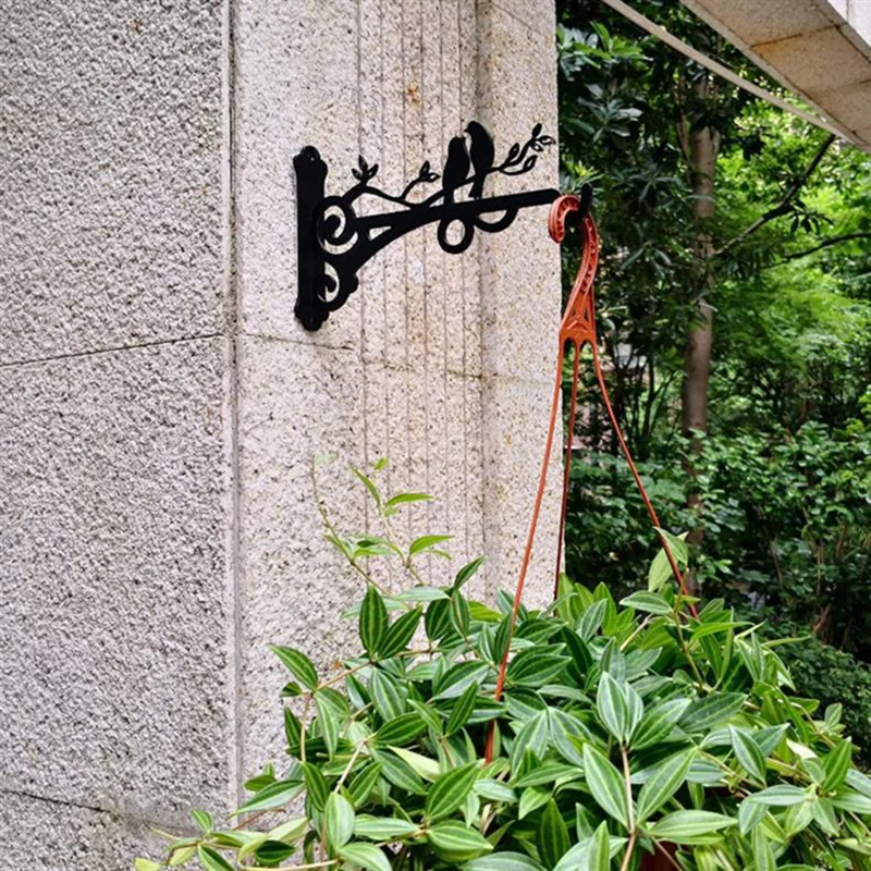 Ganchos de Metal para cesta colgante, soporte de acero sólido negro con tornillos para plantas al aire libre, gancho montado en la pared,