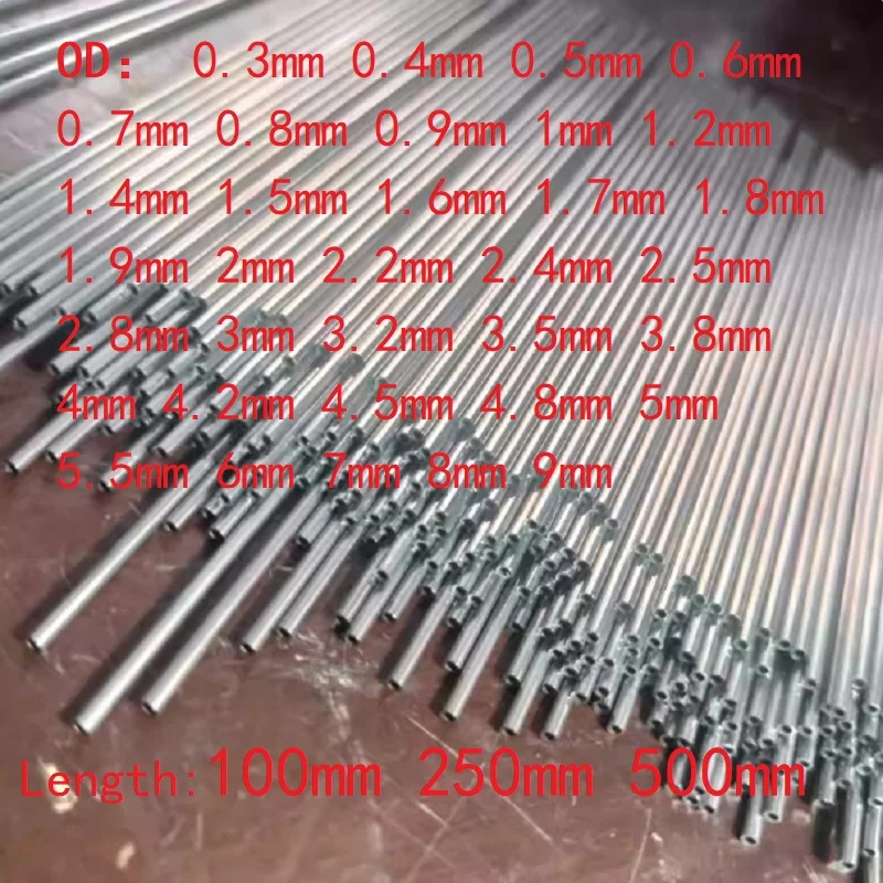 1PC 304 Stainlessy Steel Capillary Tubes Pipes  OD 0.3-9mm Length 100mm 250mm 500mm