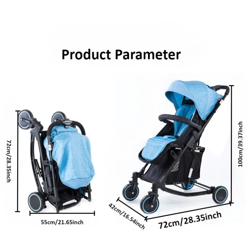 2 in 1 Baby Stroller Baby Rocking Chair One Click Folding Portable Lightweight Baby Trolley Cart Sit & Lying with Canopy Storage