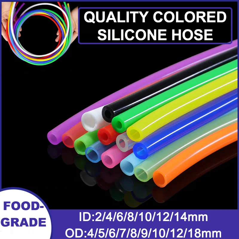 

1m Colored Silicone Odorless Hose ID 2/4/6/8/10/14mm High Temperature Resistant Food Grade Household Water Pipe