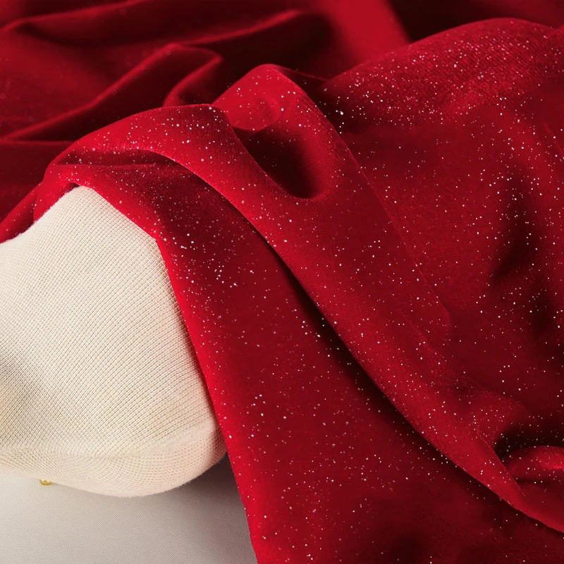 نسيج مخملي لامع تصميم مرصع بالنجوم ناعم ناعم غير مرن مادة لامعة DIY خياطة فساتين الزفاف مأدبة فساتين شيونغسام
