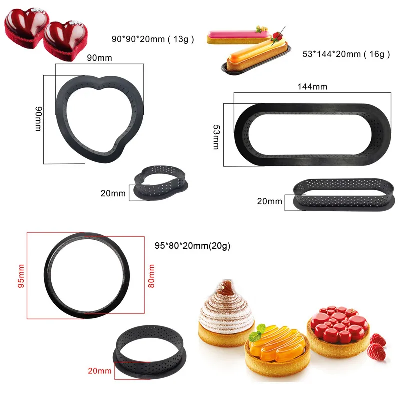 Tart Ring Tartlet Molds French Dessert Mousse Cake Mould Cake Baking Cake Decor Perforated Round Mold Ring Kitchen Baking Tools