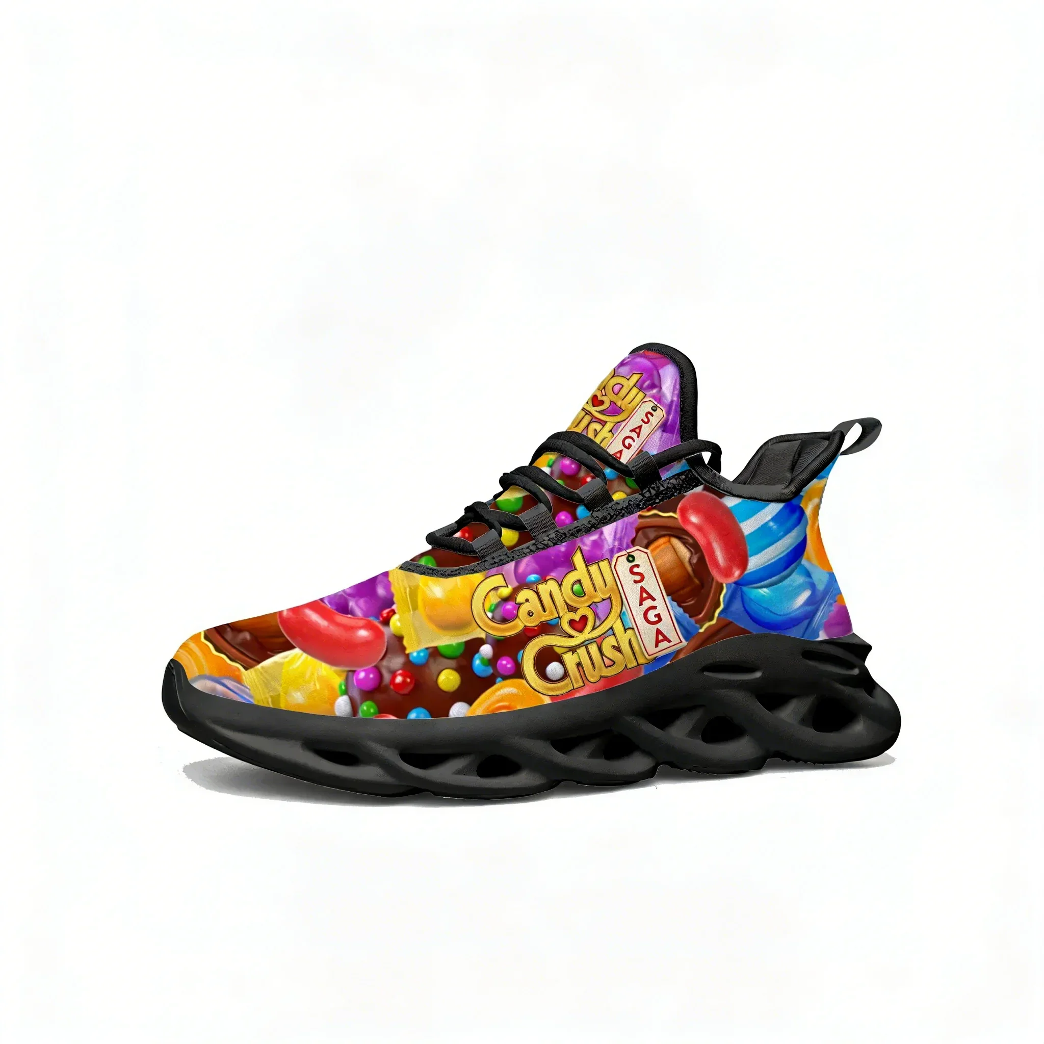 

Candy Crush Saga Flats Sneakers Cartoon Game Mens Womens Sports Running Shoes Tailor Made Lace Up Shoes