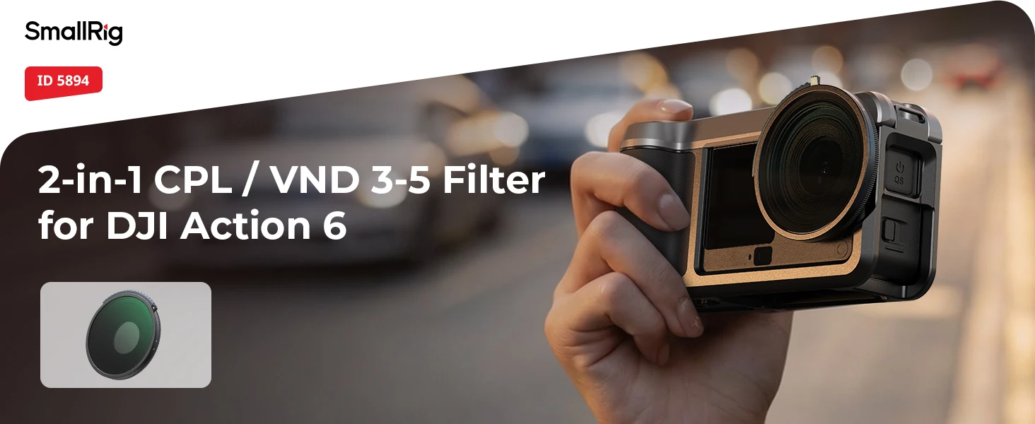 SmallRig Action 6 2-in-1 Filter CPL / VND3-5 Filter für DJI OSMO Action 6 mit Aufbewahrungsbox Hochwertiger Lichtkontrollfilter 5894 – Detail 1