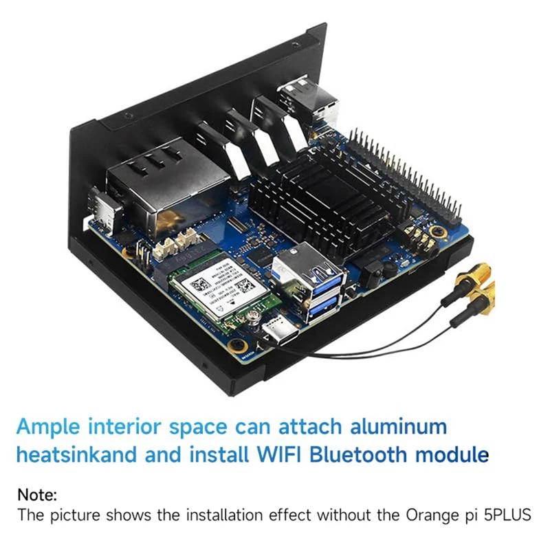 For Orange Pi 5 Plus Metal Case With Cooling Fan, Wifi 6 BT 5.2 Module Dual-Band Wireless Card, Antenna, Heatsink Easy Install