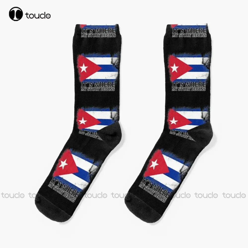 It´S Where My Story Begins Cuba Socks Funny Socks For Women Personalized Custom Unisex Adult Teen Youth Socks 360° Digital Print