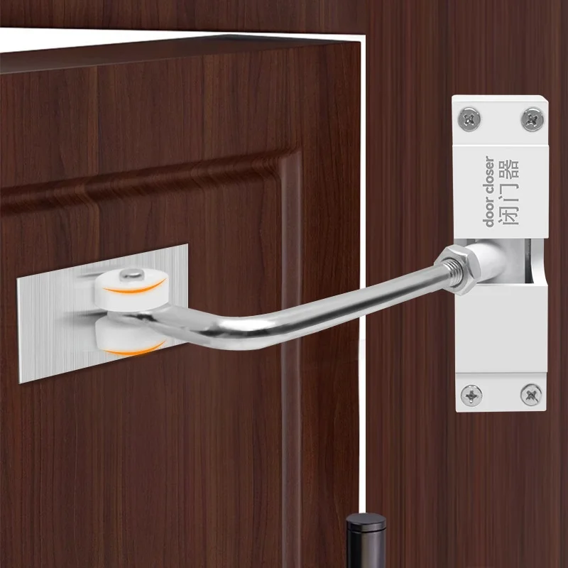 30kg Adjustable Automatic Door Closer Alloy Heavy Duty Safety Spring Silence Durable Convert Hinged Door Interior Exterior